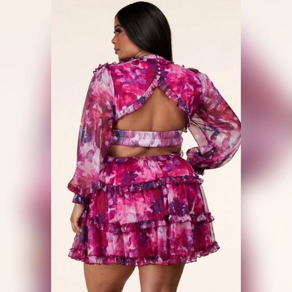 Ebony Bea Floral Open Back Dress SZ 1X - Picture 5 of 7